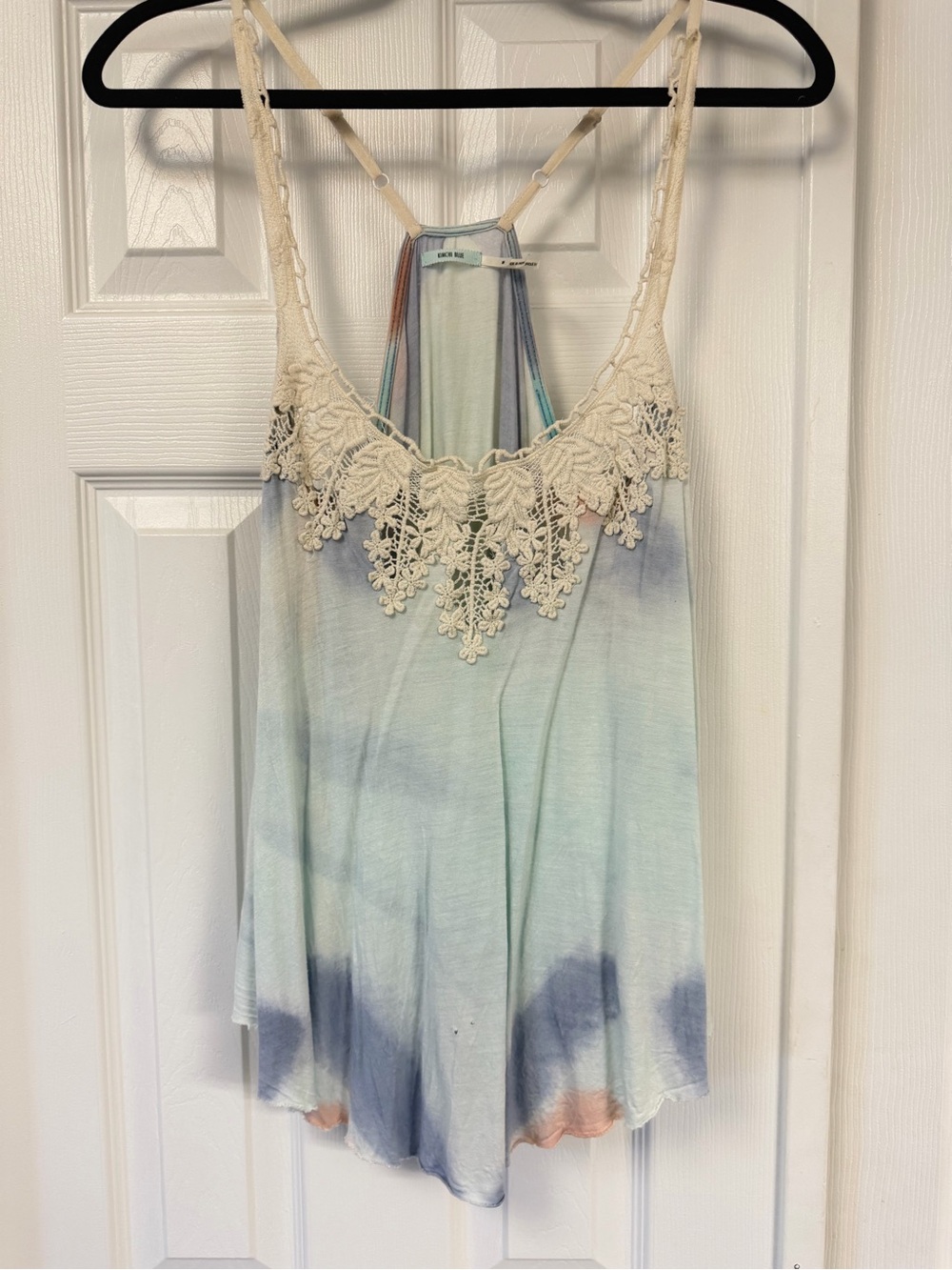 Urban Outfitters Pastel Tie-Dye Camisole with Cream Crochet Trim